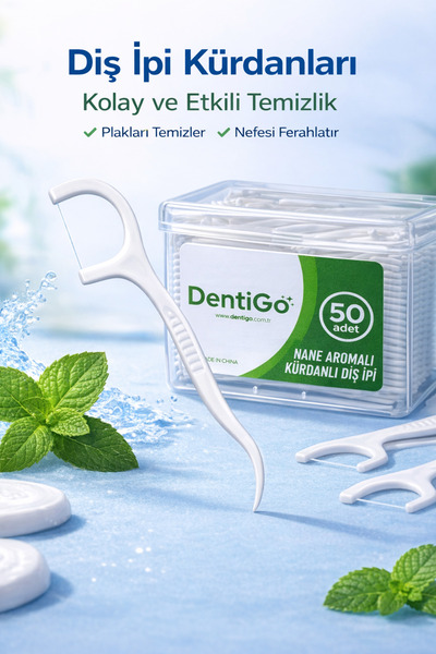 DentiGo Kürdanlı Diş İpi – Nane Aromalı - 50’li Paket