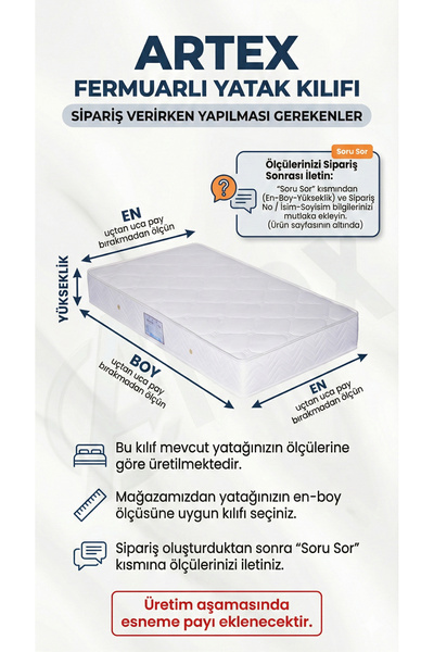 Artex Zippered Mattress Cover 90X190 Protector 100% Cotton Cover Special Production Quilted Single Size