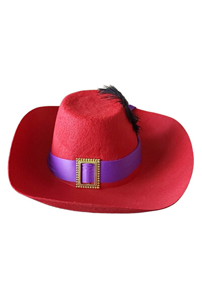 FDM Palarie muschetar cu pana si banda mov