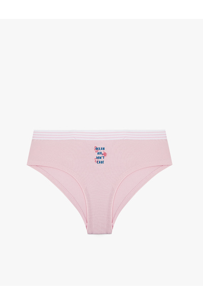 Koton High Waist Line Detailed Comfortable Fit Cotton Printed Hipster Panties