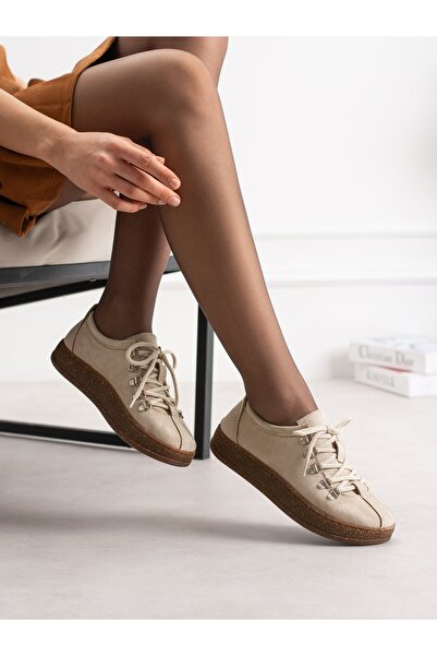 ALEMDAR AYAKKABI Verona Cream Lace-Up Women's Sneakers