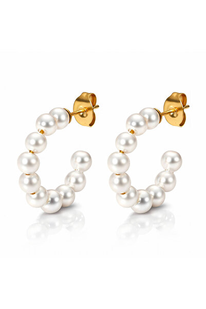 Ilinaa 18K gold-plated stainless steel earrings, Intensity, with pearls