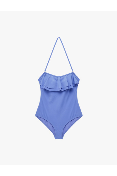 Koton Ruffled Strapless Swimsuit with Removable Straps