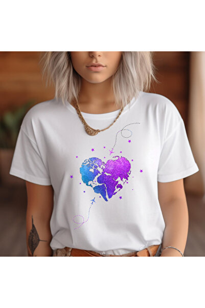 Kartier Women's White T-Shirt Love Travel