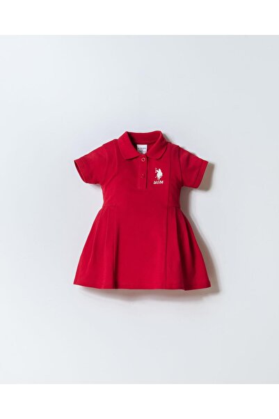 U.S. Polo Assn. Kız Bebek Pike Elbise %100 Pamuk Polo Yaka Günlük & Yazlık El...
