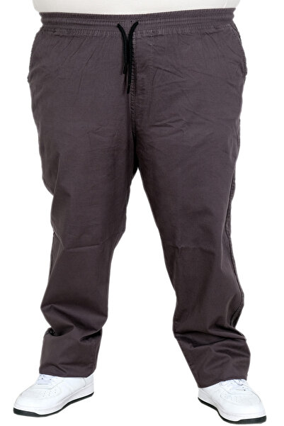 ModeXL Mode XL Large Size Men's Linen Jogger Pants Milano 21913 Anthracite