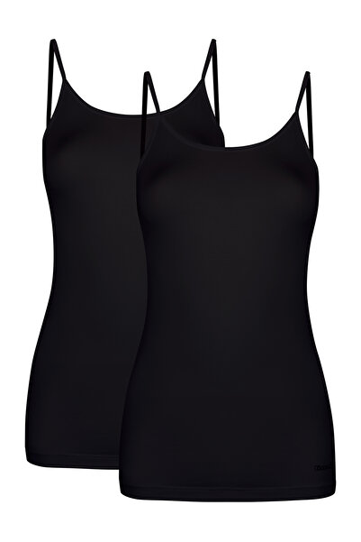 Kom Women's Cotton/Modal Basic Top Thin Straps 2-Piece Undershirt (Socks Are ...