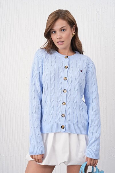 Park Karon Women's Crew Neck Button Closure Hair Knit Knitwear Jacket 8618