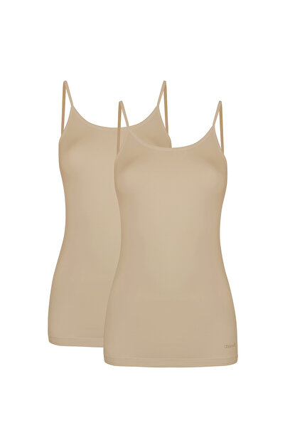 Kom Women's Cotton/Modal Basic Top Thin Straps 2-Piece Undershirt (Socks Are ...