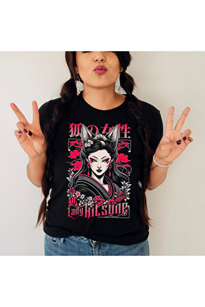 Kartier Tricou Dama Negru Lady Kitsune