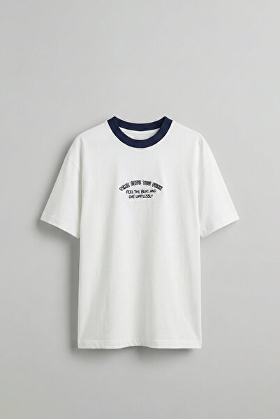 ablukaonline Ανδρικό μπλουζάκι Oversize με Μίνιμαλ Κέντημα και Λεπτομέρειες, ...