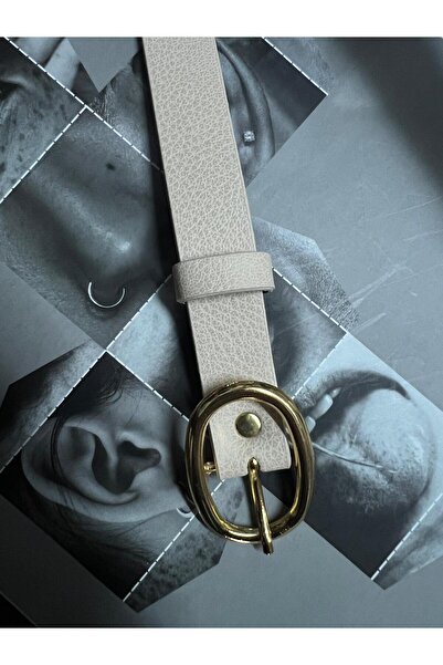 Luminos Butik Beige Thin Women's Belt with Oval Buckle, Women's Belt, Shirt B...