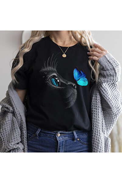 Kartier Tricou Dama Negru Fantasy Cat