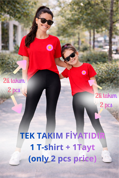 genosha Mother Daughter Mama Min Toparlayıcı Tayt T-Shirt Combination Single ...