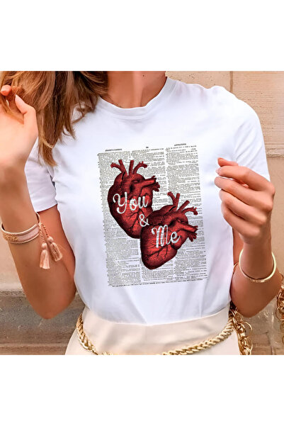 Kartier Tricou Dama Alb Two Hearts, One Love