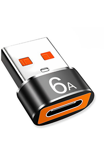 Techsuit USB-C to USB-A Adapter, 6A, Aluminum - HyperPort (A4) - Black / Orange