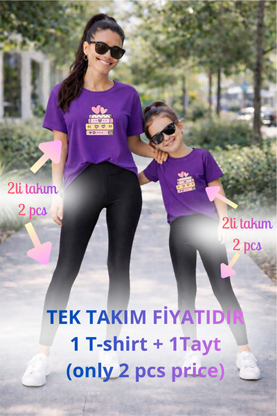 genosha Mother Daughter Mama Min Toparlayıcı Tayt T-Shirt Combination Single ...