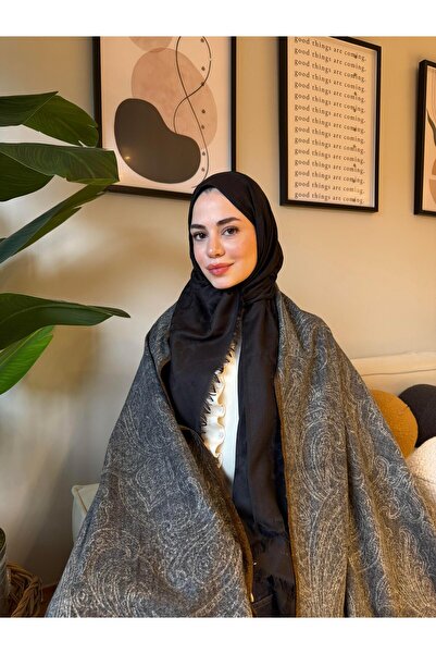 diorel Etro Desen Kaşmir Omuz Şalı - Füme