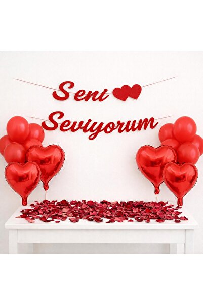 TATLI GÜNLER Sevgililer Günü Süsleme Seti – Kalpli Folyo Balonlu Romantik Mas...
