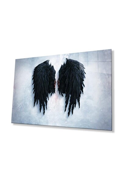 idealizbiz Black Wings Glass Painting 4mm Durable Tempered Glass