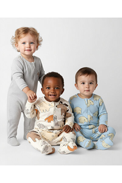 Bonfino 100% Cotton Animals Printed Sleep Suits (Pack of 3) - Multicolor