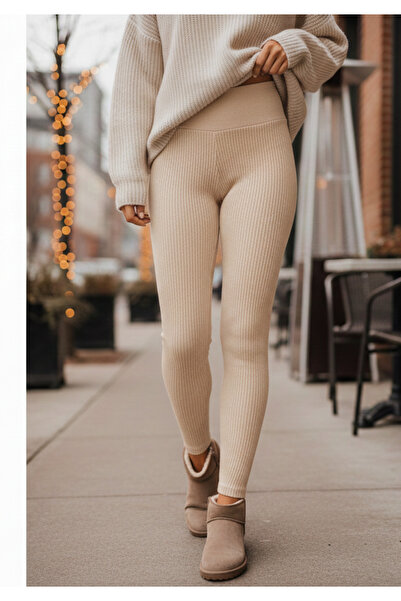 Clothes Fast Winter Ribbed High Waist Women's Leggings Gathering Stretchy Cas...