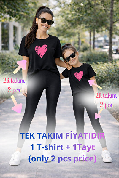 genosha Mother Daughter Mama Min Toparlayıcı Tayt T-Shirt Combination Single ...