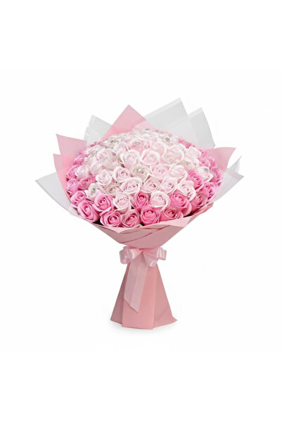 Eventissimi Buchet cu 81 trandafiri din foita parfumata de sapun, roz