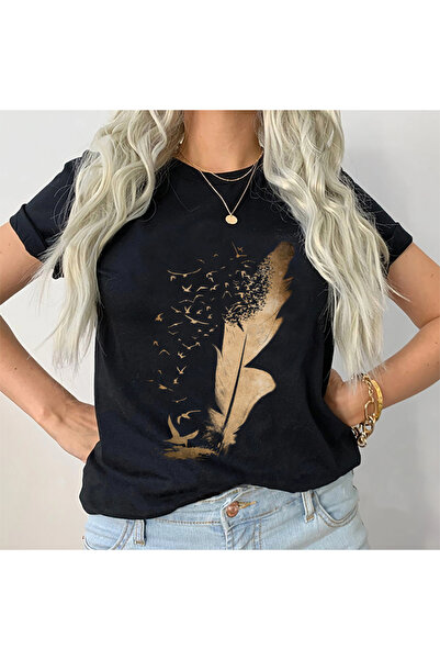 Kartier Tricou Dama Negru Dream Feather Gold