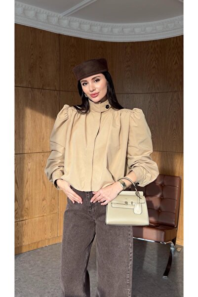 HAZELANNA Elegance Beige Jacket with Shoulder Detail