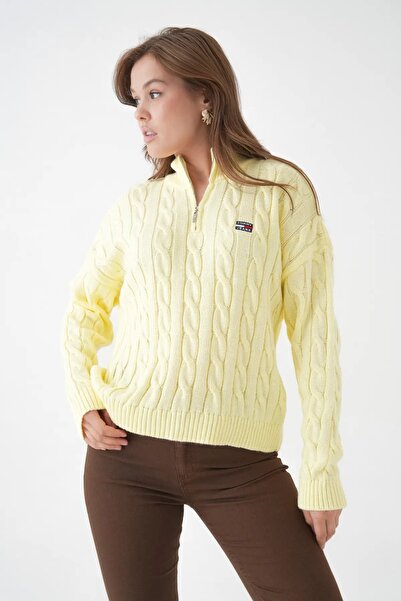 Park Karon Women's Stand Collar Half Zipper Knitwear Sweater 8635