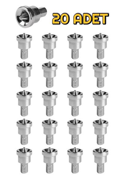 DepoMega 20 Adet Alçıpan Vidalama Şapkalı PH2 Bits Uç 25 mm Stoplamalı