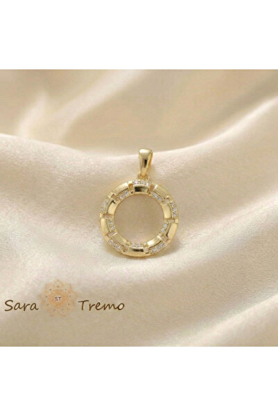 SaraTremo Circle of Light Pendant – 14K Plated Pendant with Zirconia Crystals...
