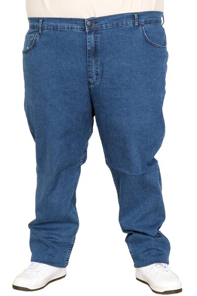 ModeXL Mode XL Large Size Men's Denim Gerze Blue Trousers 25900 A.Blue