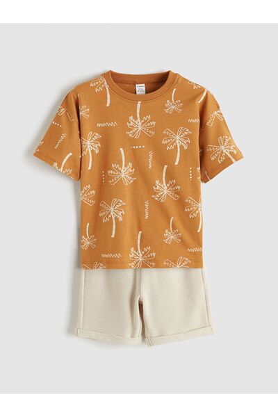 LC Waikiki Smeđa Sa deznom majica i šortsevi za dečake