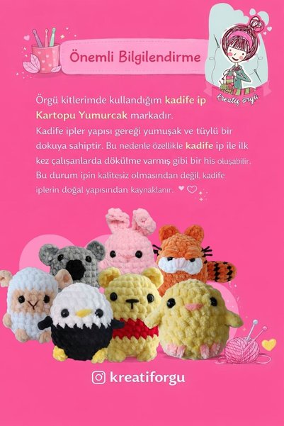 KREATİF TASARIM مجموعة أدوات الحياكة اليدوية أميجورومي مكونة من 3 قطع - الكوالا والكتاكيت والعنكبوت - مع فيديو تعليمي