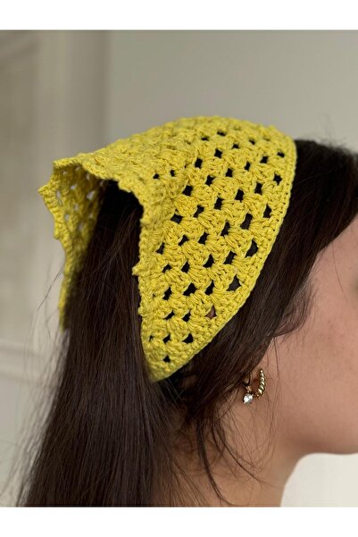 gül sezgin butik Women's Hand-Knitted Triangle Design Model Bandana Hair Accessory