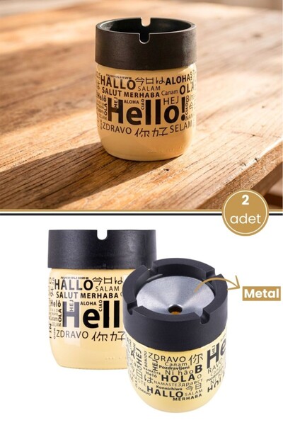 Flora 2 Adet Cam Gövdeli Metal Kapaklı Kokusuz Dumansız Küllük, Koku Hapsetme...