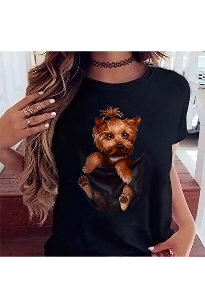 Kartier Tricou Dama Negru Yorkshire