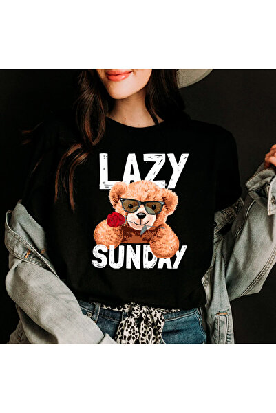 Kartier Tricou Dama Negru Lazy and sweet