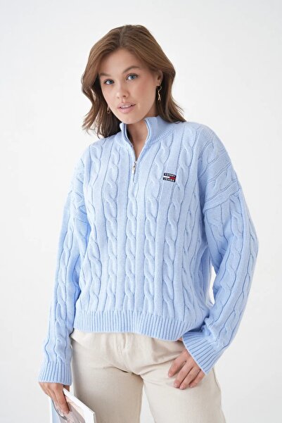 Park Karon Women's Stand Collar Half Zipper Knitwear Sweater 8635