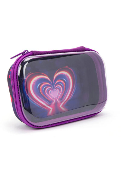 Zipit Clear Top Storage Box - Neon Heart