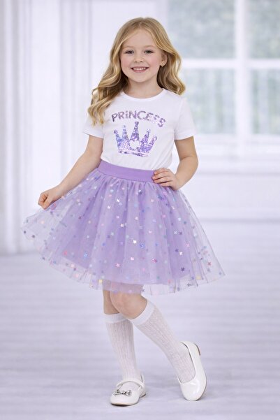 Nacar 23 Nisan 29 Ekim Gösteri Kıyafeti Kız Çocuk Princess Baskılı Yıldız Det...