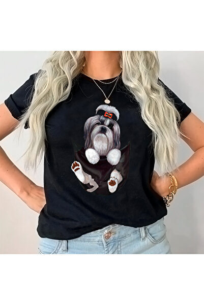 Kartier Tricou Dama Negru Shih tzu