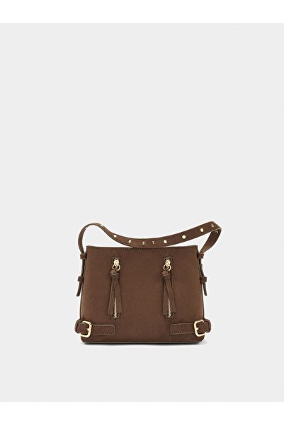 PARFOIS Kadın Tokalı ve Deri Efektli Bucket Çanta