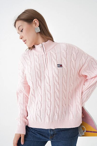 Park Karon Women's Stand Collar Half Zipper Knitwear Sweater 8635