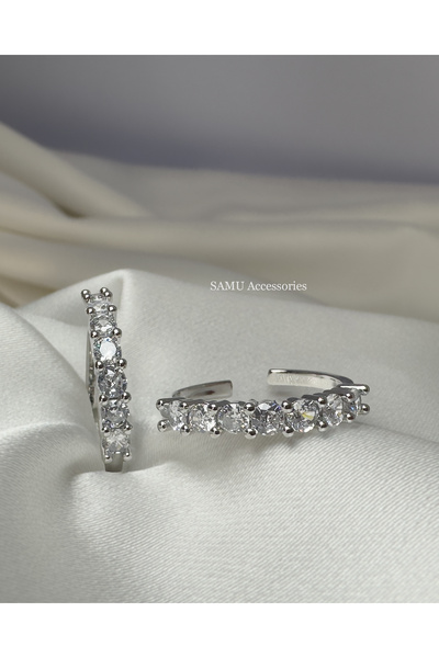 Samu Accessories خاتم فولاذي قابل للتعديل مرصع بـ 7 أحجار - فضة سيفين ستون إت...