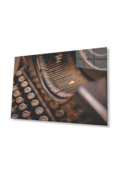 idealizbiz Стъклено пано за стена с мотив на пишеща машина 4 мм устойчиво зак...