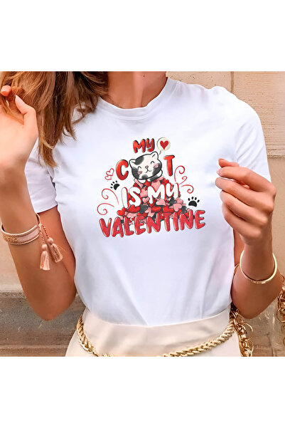 Kartier Tricou Dama Alb Cat valentine