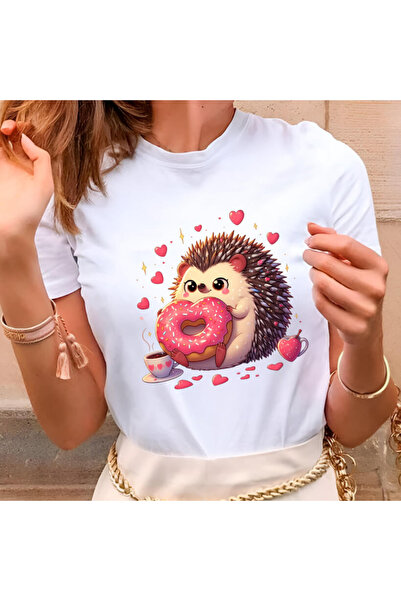 Kartier Дамска бяла тениска с таралеж Donut's